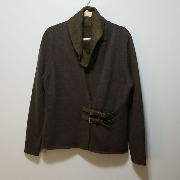 Marina Luna 100% merino wool cardigan and a cowl neck top. Size L. - Picture 1 of 7